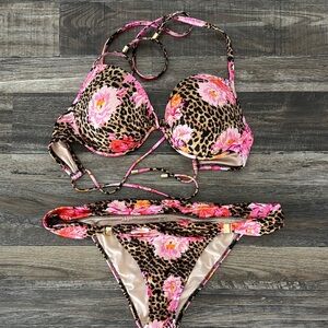 Victoria Secret’s Leopard Print Bikini with Pink Floral Accents